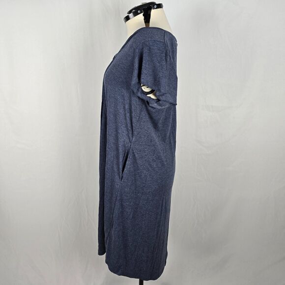 Bloomchic Dress Women's 1X Blue Round Neck Short Sleeve Pleated Ruffles Midi NWT - Picture 11 of 13